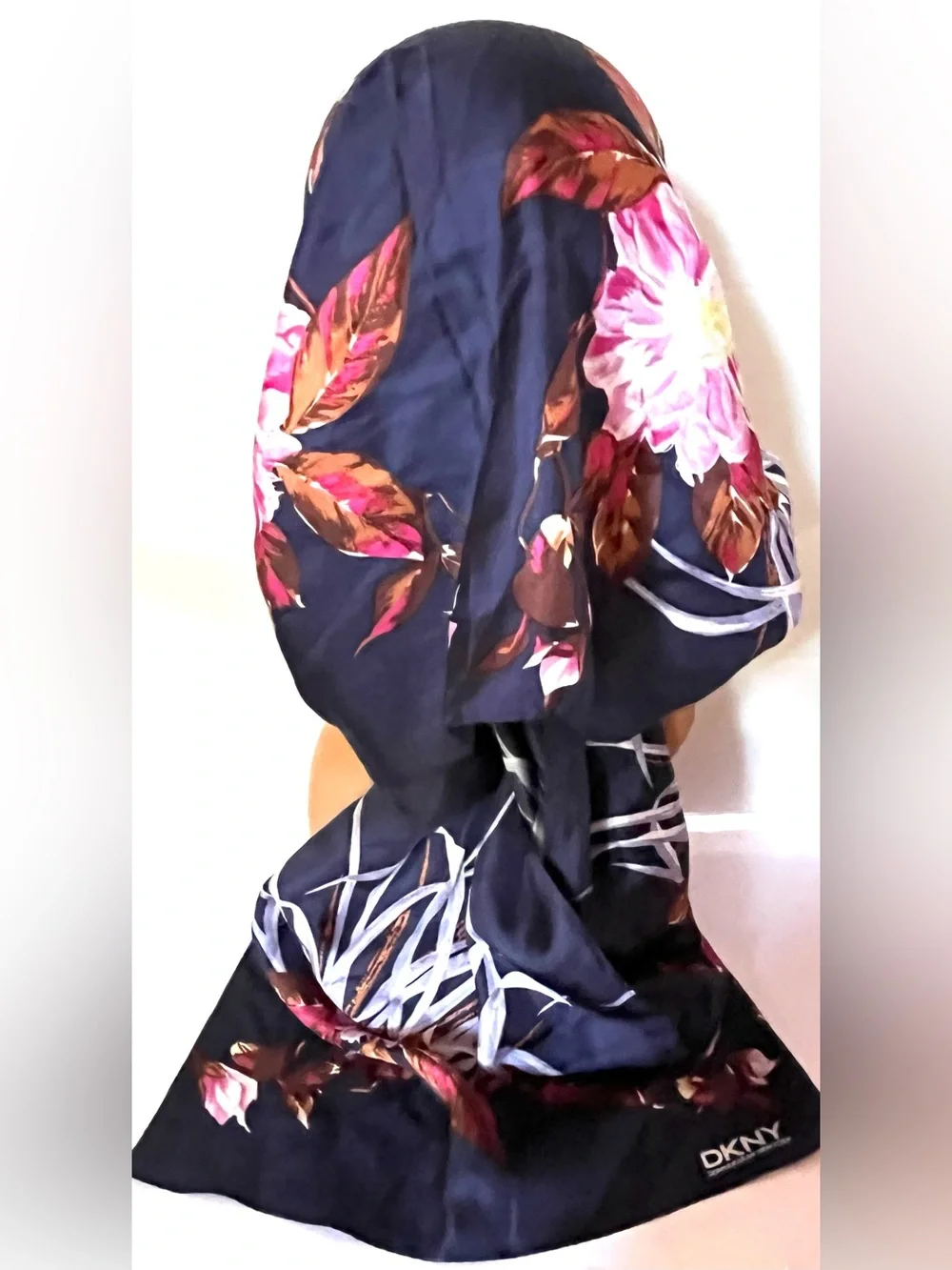 Donna Karan Rectangular Floral Silk Scarf